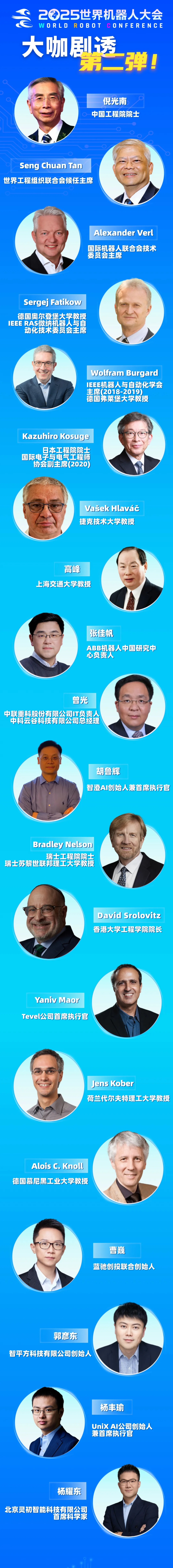 顶尖专家亮相 群星共赴2025世界机器人大会 第二弹
